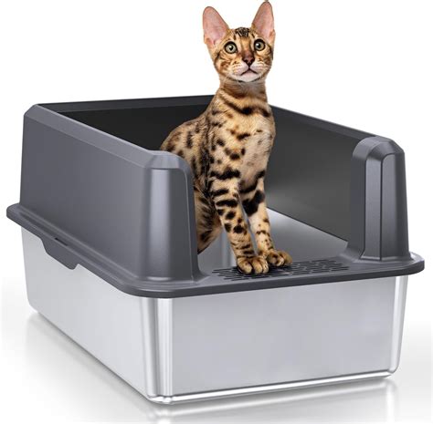 enclosed stainless steel litter box|stainless steel corner litter box.